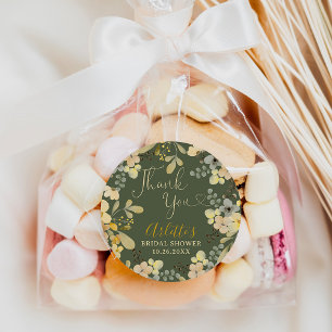 Thank you boho floral autumn chic bridal shower classic round sticker