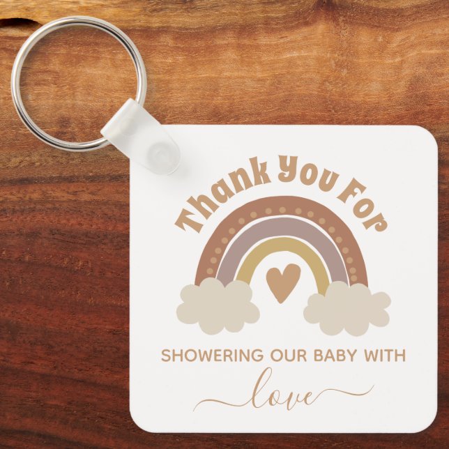thank you boho rainbow baby shower modern chic key ring (Front)