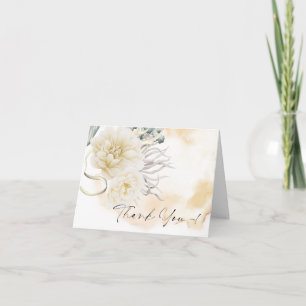 Thank You   BOHO Watercolor Cream Yellow Peony Card