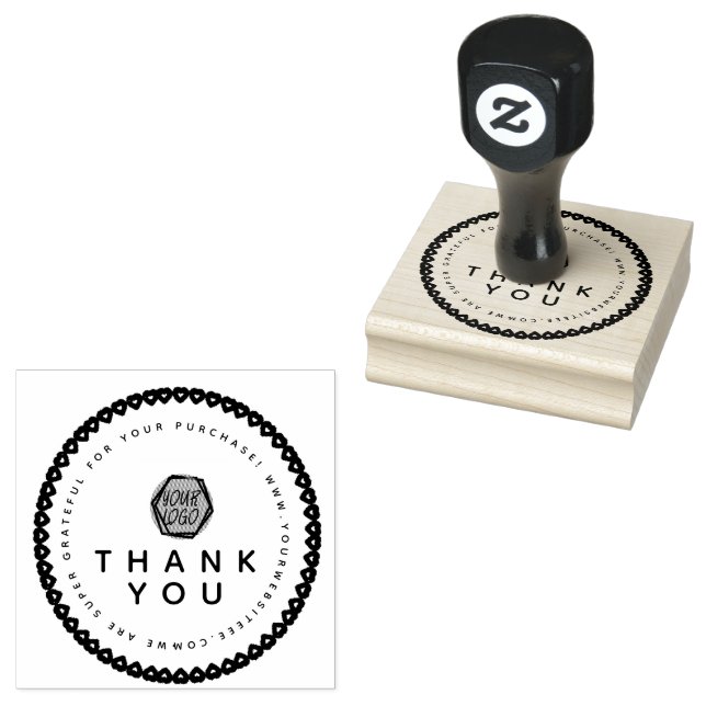 Thank You Bold Hearts  Boutique Business Logo  Rubber Stamp (Stamped)