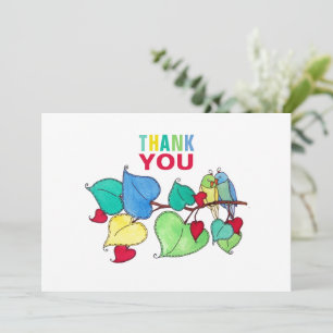 Thank You Bold Lovebirds Colourful Illustration Ca Card