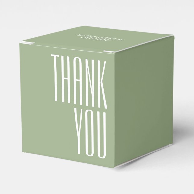 Thank You Bold Typography Sage Green White  Favour Box (Front Side)