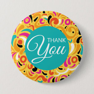 Thank You Boldy Coloured Abstract 7.5 Cm Round Badge