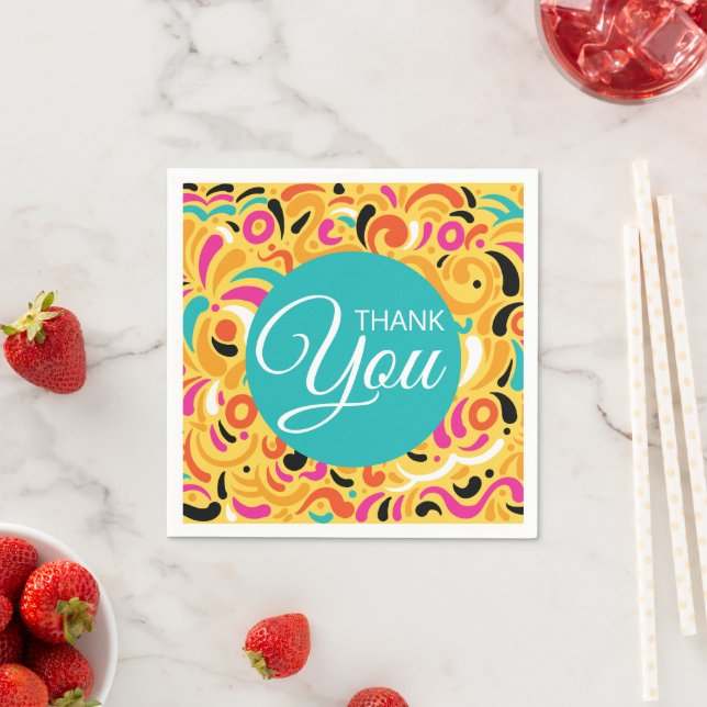 Thank You Boldy Coloured Abstract Napkin (Insitu)