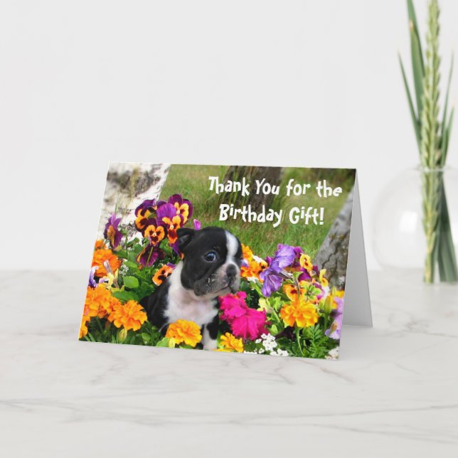 Thank You Boston Terrier greeting card (Front)