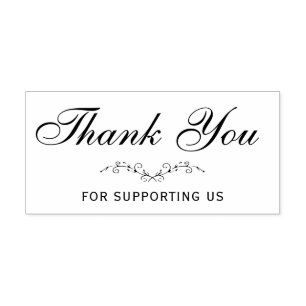 thank you botanical wreath business rubber stamp