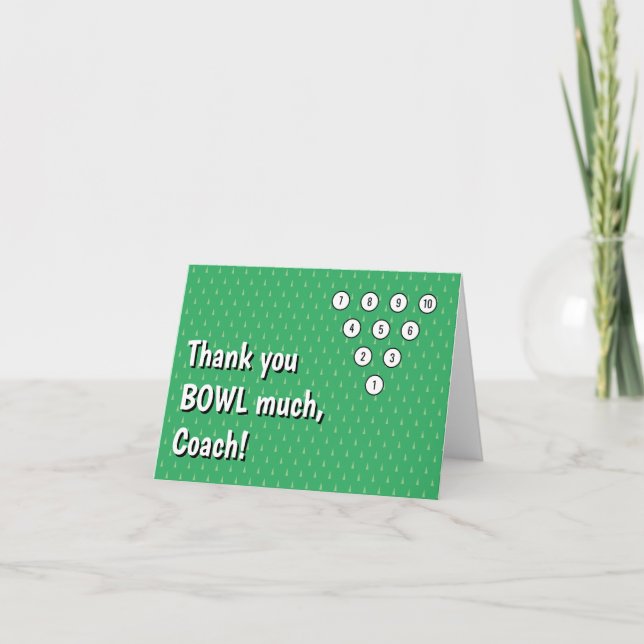 "Thank you BOWL much, Coach!" Personalised Bowling Thank You Card (Front)
