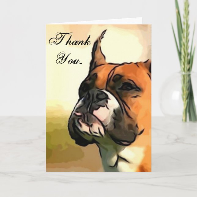 Thank You boxer dog greeting cars (Front)