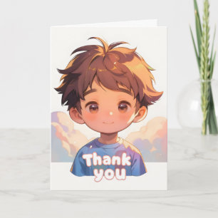 Thank You Boy Anime Smile Holiday Card