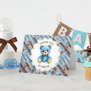 Thank You   Boy's Baby Shower Crochet Bear