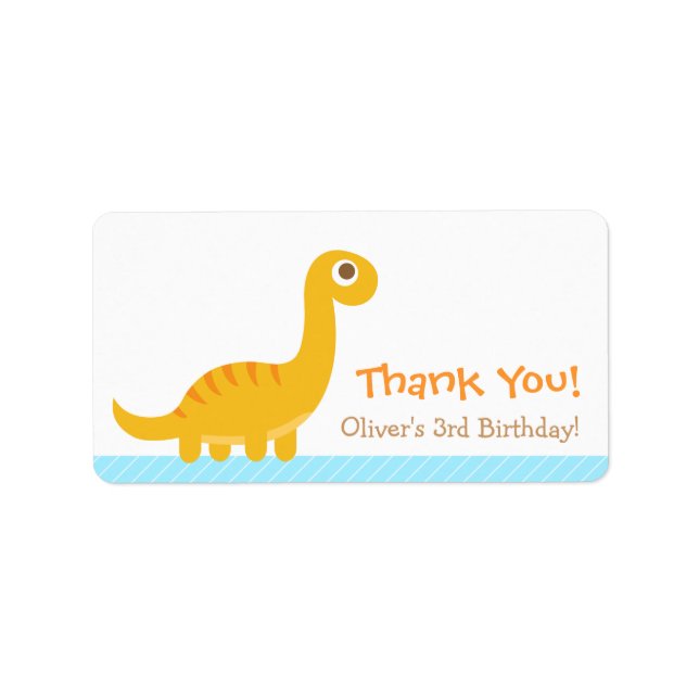 Thank You, Brachiosaurus dinosaur theme party Label (Front)