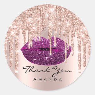 Thank You Bridal 16th Purple Rose Glossy Lips Classic Round Sticker