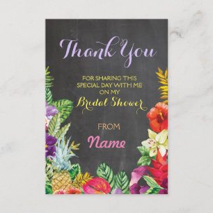 Thank You Bridal Shower Chalk Aloha Luau Cards