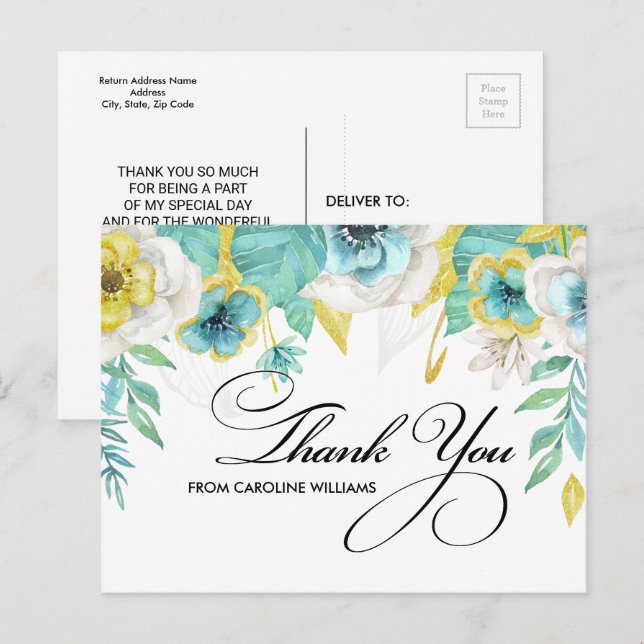 Thank You Bridal Shower Custom Postcards (Front/Back)