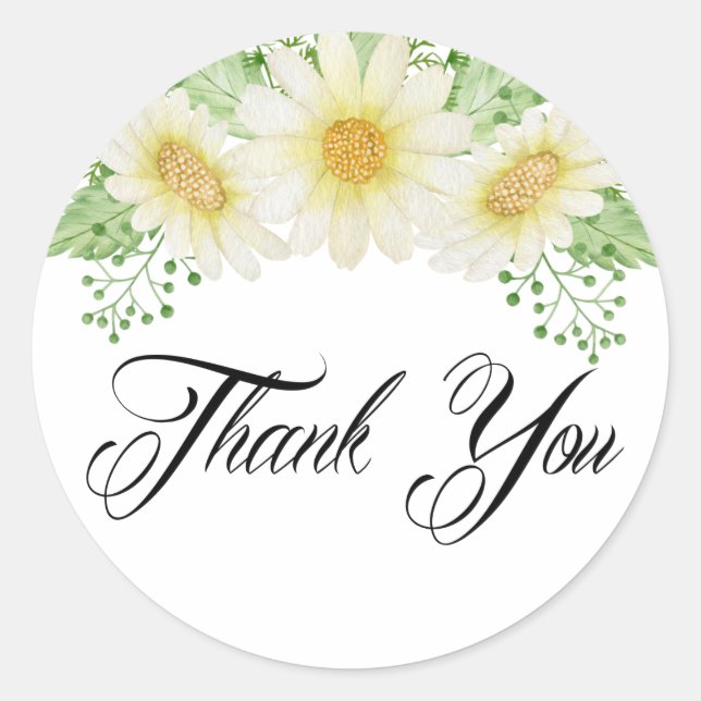 Thank You Bridal Shower Daisy Flowers Sticker (Front)