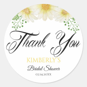 Thank You Bridal Shower Daisy Flowers Sticker