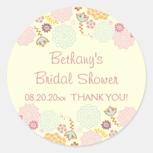 Thank You Bridal Shower Fancy Modern Floral Classic Round Sticker