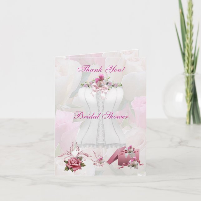 Thank You Bridal Shower Floral White Pink Corset (Front)