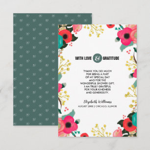 Thank You Bridal Shower Modern Floral Card