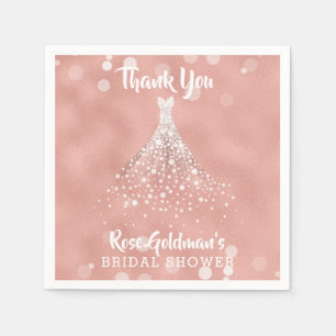Thank You Bridal Shower Rose Gold Wedding Dress Napkin