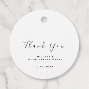 Thank You Bridal Shower Sweet 16th White Simply Favour Tags