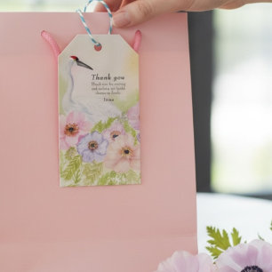 Thank You Bridal Shower Whooping Crane Anemones  Gift Tags