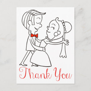 Thank You Bride And Groom Black And White Wedding Postcard