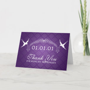 Thank You Bridesmaid Birds & Diamonds Purple