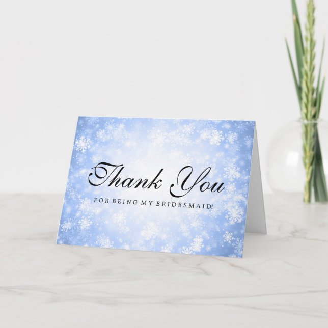 Thank You Bridesmaid Blue Winter Wonderland Card (Front)