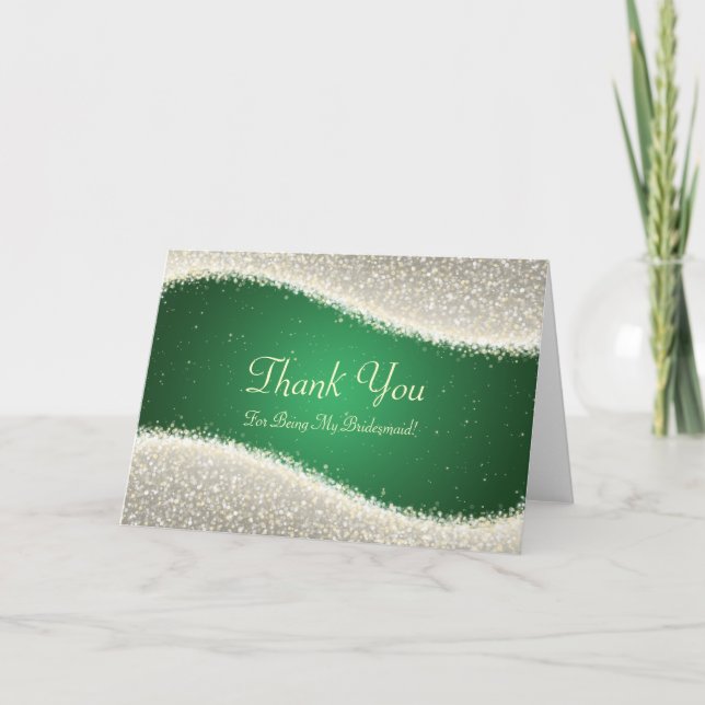 Thank You Bridesmaid Dazzling Sparkles Green (Front)