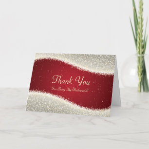 Thank You Bridesmaid Dazzling Sparkles Red Card