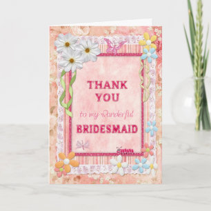 Thank you Bridesmaid, flowers craft card
