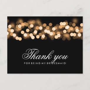 Thank You Bridesmaid Gold Hollywood Glam Postcard
