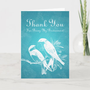 Thank You Bridesmaid Love Birds Blue