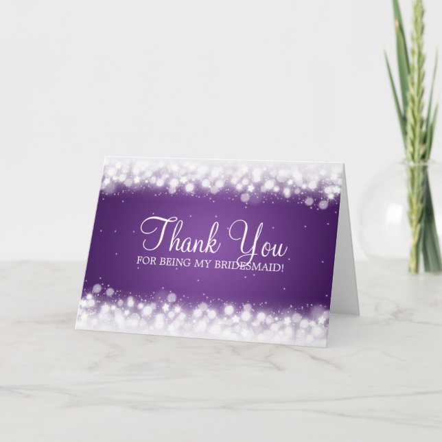 Thank You Bridesmaid Magic Sparkle Purple Card (Front)