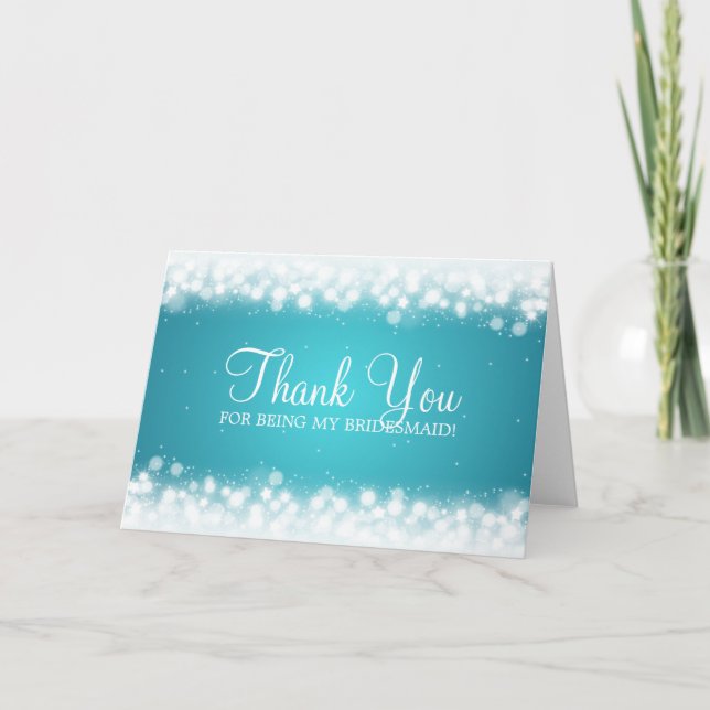 Thank You Bridesmaid Magic Sparkle Turquoise (Front)