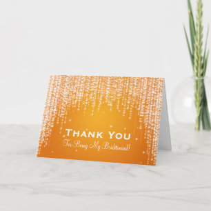 Thank You Bridesmaid Night Dazzle Orange Card
