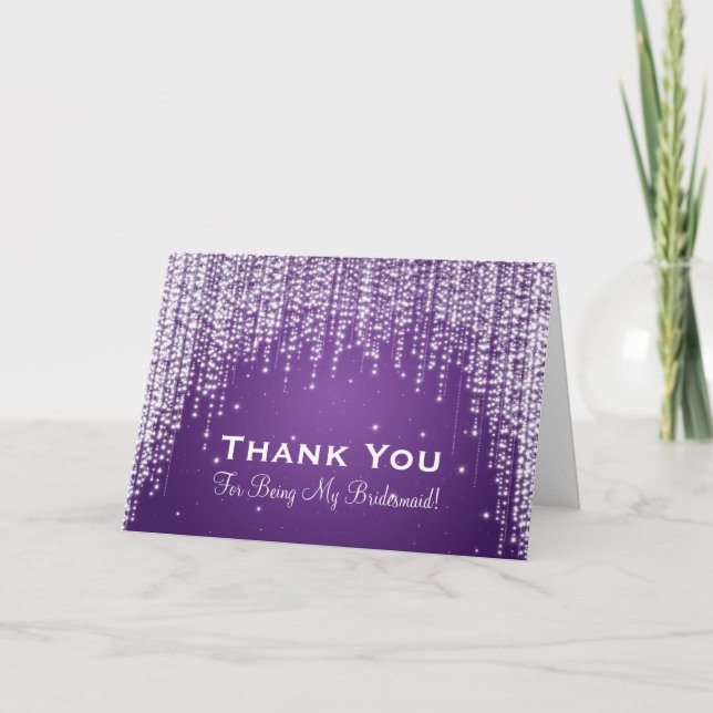 Thank You Bridesmaid Night Dazzle Purple Card (Front)