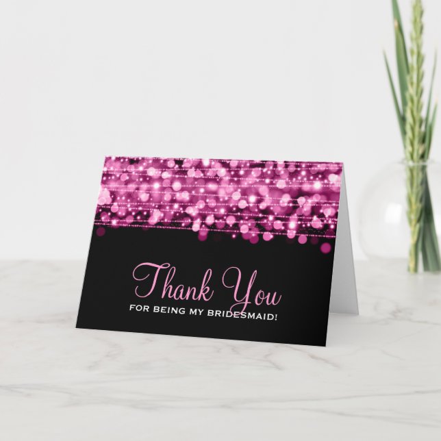 Thank You Bridesmaid Party Sparkles Pink (Front)