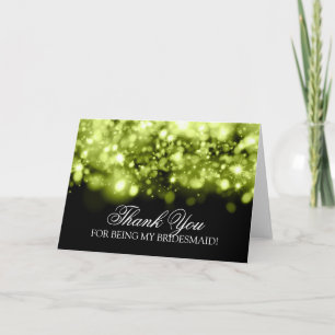 Thank You Bridesmaid Sparkling Lights Lime Black