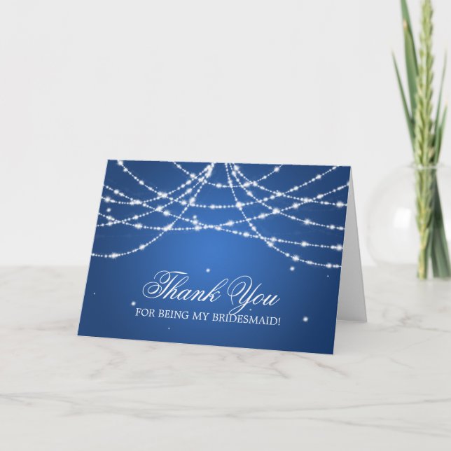 Thank You Bridesmaid Sparkling String Blue (Front)