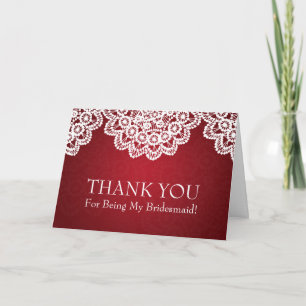 Thank You Bridesmaid Vintage Lace Red