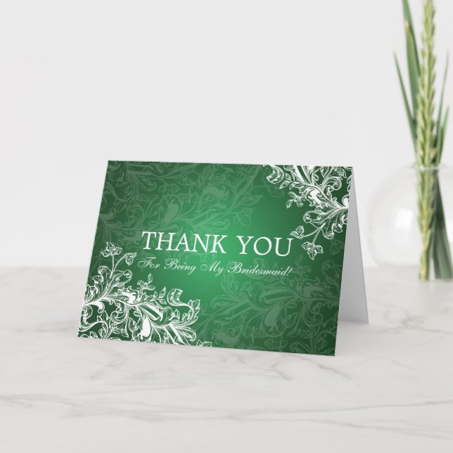 Thank You Bridesmaid Vintage Swirls Green (Front)