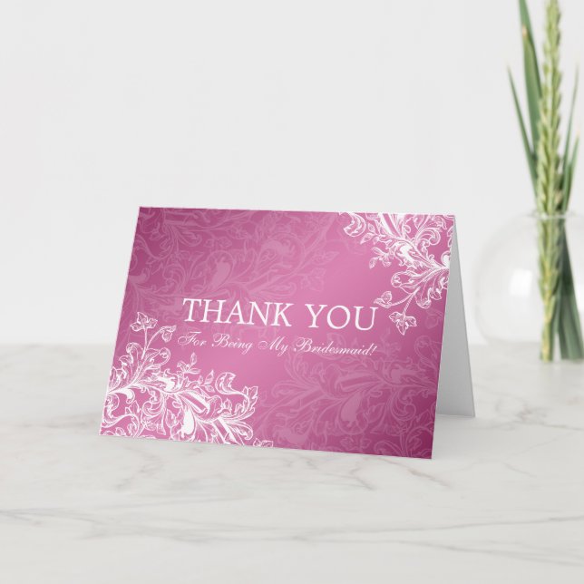 Thank You Bridesmaid Vintage Swirls Pink (Front)