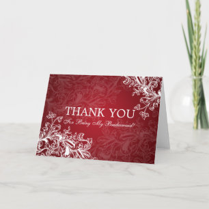 Thank You Bridesmaid Vintage Swirls Red