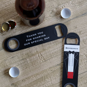 Thank You Bridesman Tuxedo Wedding Bottle Opener