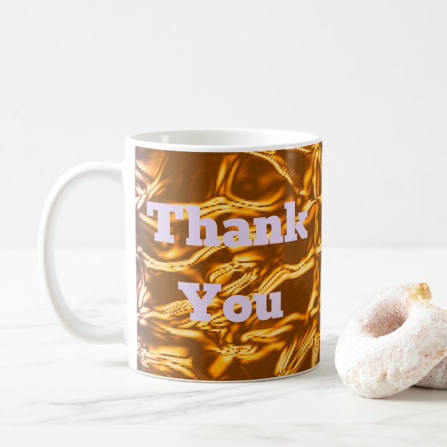 Thank You Bright Abstract Liquid Gold Appreciation Coffee Mug (With Donut)