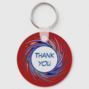 Thank You Bright Blue Spiral Swirl Appreciation Key Ring