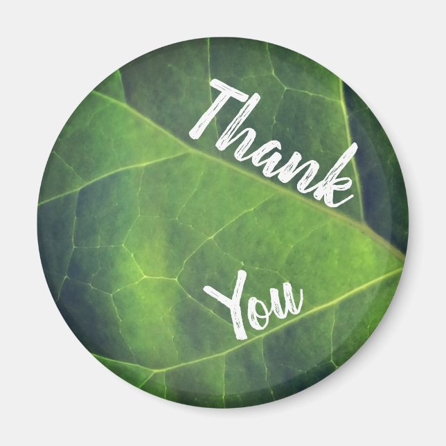 Thank You Bright Green Leaf Appreciation Magnet (Front)