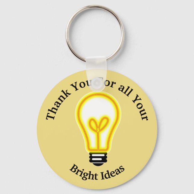 Thank You Bright Ideas Yellow Light Bulb Employee Key Ring (Front)